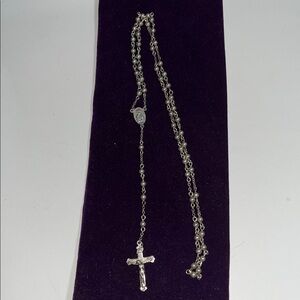 Vtg signed BLI all sterling silver bead rosary. Ornate  crucifix religion.